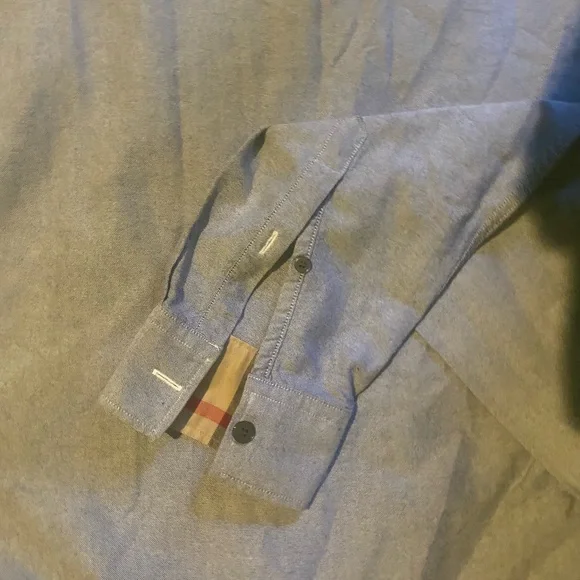 BURBERRY BRIT MEN’s LIGHT GREY-BLUE VINTAGE AUTHENTIC FULL-SLEEVE Shirt RARE LUX - Picture 13 of 16